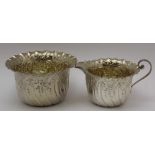 MAPPIN BROTHERS A Victorian embossed silver cream jug & bowl, Sheffield 1891, combined weight 98g
