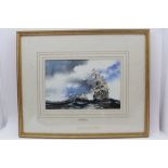 LAURENCE HAYFIELD 'Swiftsure', (marine scene Galleons at war) watercolour painting, 20cm x 30cm,