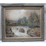 T.S ROBINS (1814-1880) "Swallow Falls, Bettws-y-Coed", Watercolour painting, 77cm x 97cm, ornate