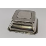 ASPREY & CO. LTD, A SILVER DESK INKWELL, square canted form, engine turned decoration, blind