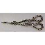 A PAIR OF SILVER VICTORIAN GRAPE SCISSORS, London 1862, crested, 145g