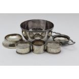 ATKIN BROTHERS, AN EDWARDIAN SILVER BOWL OF PLAIN FORM, with reeded rim, Sheffield 1903, 12cm in