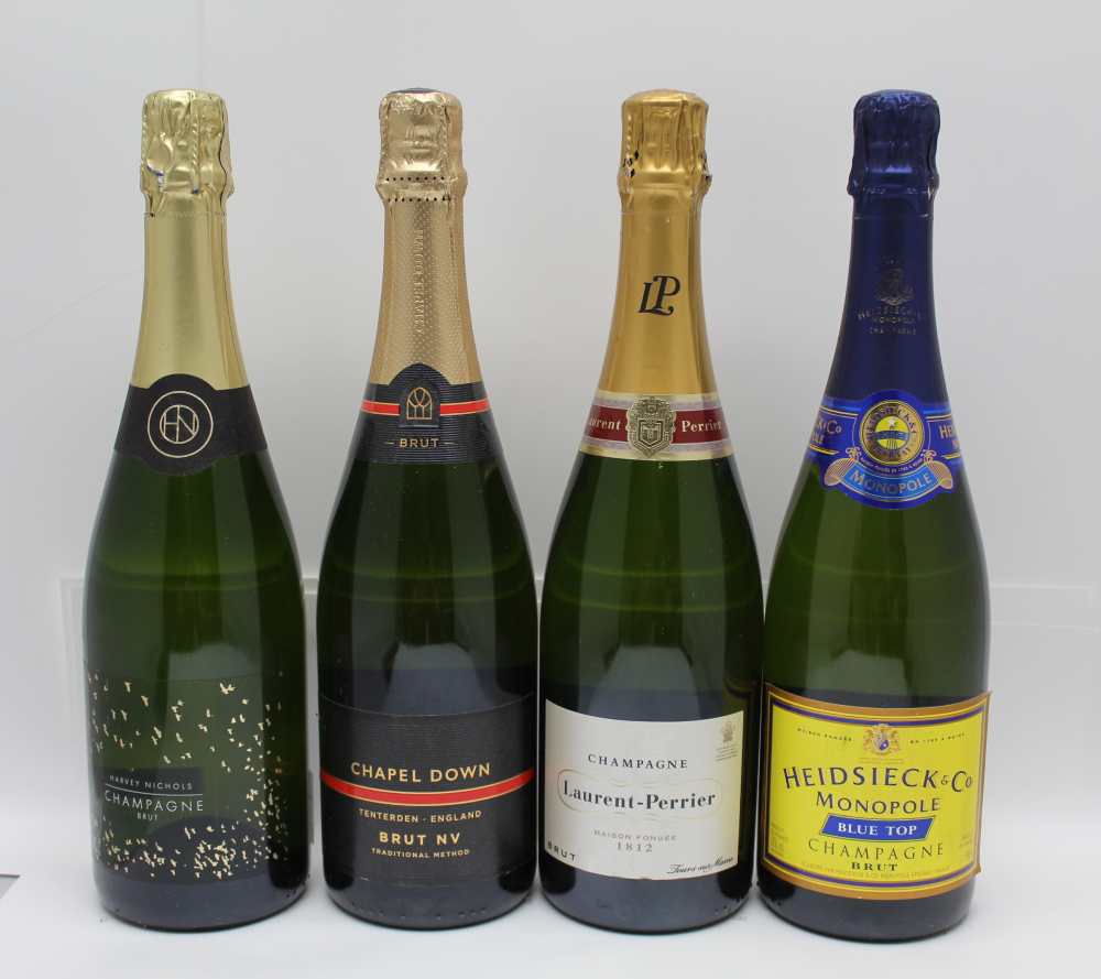 Laurent Perrier Champagne NV, 1 bottle Harvey Nicholls Brut, 1 bottle Hiedsieck Monopole, 1 bottle