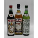 Martini Rosso, 1 bottle, Martini Extra-Dry, 1 bottle, Cinzano, 1 bottle (3)
