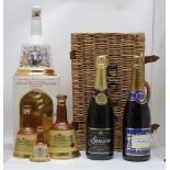 Fortnum & Mason Wicker Basket containing Lanson Champagne, Waddesdon Manor Champagne, together