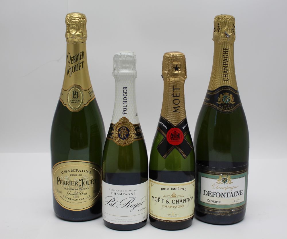 Perrier Jouet, 70cl, 1 bottle Defontaine, 70cl, 1 bottle Moet et Chandon, 375cl, 1 bottle Pol
