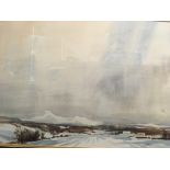 AUBREY R. PHILLIPS. Framed, signed, titled ‘Winter in the Brecon Beacons’, snowy landscape with