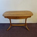 A Homestead oak side table with single drawer under top. IMPORTANT: Online viewing and bidding only.