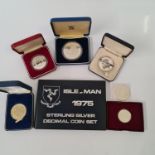 Collection of silver coins including Birmingham Mint Charles and Diana 1981, Isle of Man 1975