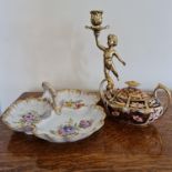 A Royal Crown Derby miniature tureen AF, with a clam shell floral decorated serving bowl and a