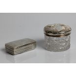A silver snuff box with indistinct marks, probably for Birmingham 1869, 7cm x 4cm x 2cm, with silver