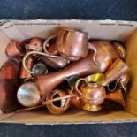 A selection of various copper including jugs, teapot, watering can, tray, etc. IMPORTANT: Online