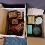 A collection of various vintage advertising tins to include Bluebird coffee, Colman’s mustard,