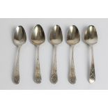 A set of five silver teaspoons, engraved 'BIM' to handle, with marks for London 1792 and George