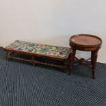 An embroidered top double footstool, with a converted piano stool, regency style wall mirror and a