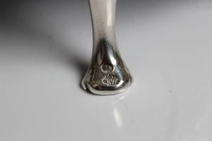 A silver early Victorian salt pot with decorative hinged lid and fret work body on four cabriole - Image 4 of 8