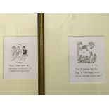 Two framed Matt Pritchett cartoons, ‘That’s three points for speeding and six points for middle-