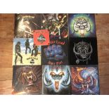 Nine Motörhead LP records including On Parole, Over Kill, Bomber, Ace of Spades, with Ace of
