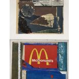 GEORGE HOLT (1924-2005). Two unframed, signed verso, mixed media on board, abstract compositions,