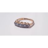 A yellow gold ring, of five diamonds,total approx. 0.35 cts, marked 18ct, ring size L, approx.