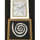 GEORGE HOLT (1924-2005). Two unframed, signed verso, mixed media on board, one titled ‘Scissors’,