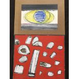 GEORGE HOLT (1924-2005). Two unframed, signed verso, mixed media on board, one dated 1988, circle