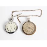 Two pocket watches, one Ingersoll with chain, one Railway Timekeeper, Swiss made. Important: