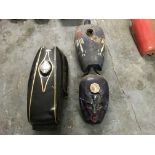 Three custom vintage motorcycle petrol tanks. IMPORTANT: Online viewing and bidding only. Collection