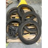 A quantity of vintage motorcycle tyres. IMPORTANT: Online viewing and bidding only. Collection by