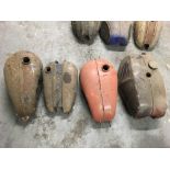 Four assorted vintage motorcycle tanks. IMPORTANT: Online viewing and bidding only. Collection by
