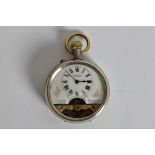 A Nickel cased Swiss made 8 day pocket watch. IMPORTANT: Online viewing and bidding only. No in