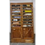 A sixteen glazed drawer drapers cabinet (AF). IMPORTANT: Online viewing and bidding only. Collection