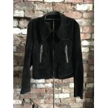 A vintage Skol black suede jacket, with a Meridian brown zip up cardigan to fit 38”/97cm, with