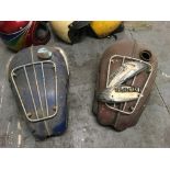 Two vintage Triumph motorcycle petrol tanks. IMPORTANT: Online viewing and bidding only.