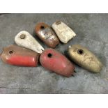 Six assorted vintage motorcycle petrol tanks. IMPORTANT: Online viewing and bidding only. Collection