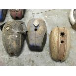 Three vintage BSA petrol motorcycle tanks. IMPORTANT: Online viewing and bidding only. Collection by