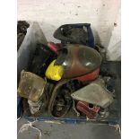 A quantity of vintage motorcycle spare parts to include oil tanks, side panels, etc. IMPORTANT: