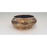 A Chinese censer bowl engraved with dragon design to sides, with character marks to base, diameter