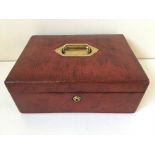 *A Wickar & Co. red leather dispatch box, with key. IMPORTANT: Online viewing and bidding only. No