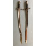 Two pattern 1856 sword bayonets. IMPORTANT: Online viewing and bidding only. Collection by