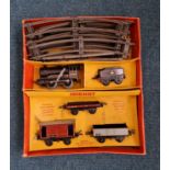 A boxed O gauge Hornby Trains Meccano Goods Set No. 55 with clockwork locomotive and tender,