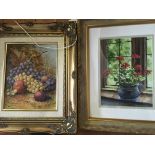 Six framed paintings, animal and still life scenes, one by Peter Skett. IMPORTANT: Online viewing