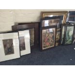 Selection of twelve various framed pictures to include paintings and prints. IMPORTANT: Online