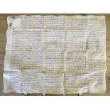 Manuscript on vellum dated 1684 regarding various named areas of land in Kent, signed to base,