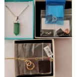 *Three Pandora charms, a Modern Rarity pendant and chain and an adventurine quartz pendant with