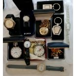 A collection of various pocket watches and wrist watches, to include the names Presta, Lorus and