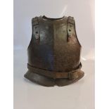 English Civil War period c.1644 Harquebusier's breast and back plate formed with a low medial