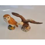 A Beswick 1046 Owl and 1018 Bald Eagle. IMPORTANT: Online viewing and bidding only. No in person