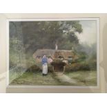 Five framed paintings, buildings in rural settings and landscape scenes. IMPORTANT: Online viewing