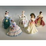 Five Royal Doulton figures, Diana, Katie, Linda, Daydreams and Southern Belle, all boxed. IMPORTANT: